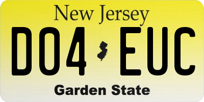 NJ license plate D04EUC