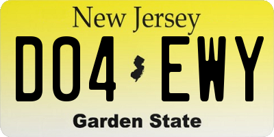 NJ license plate D04EWY