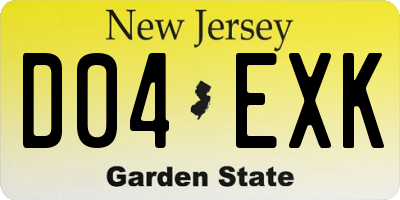 NJ license plate D04EXK