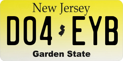NJ license plate D04EYB