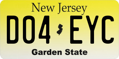 NJ license plate D04EYC