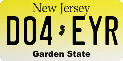 NJ license plate D04EYR