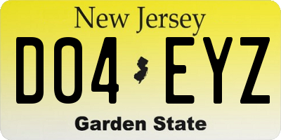 NJ license plate D04EYZ