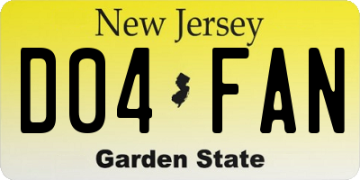 NJ license plate D04FAN