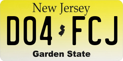 NJ license plate D04FCJ