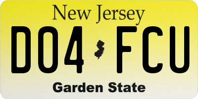 NJ license plate D04FCU