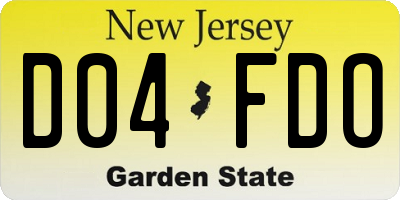 NJ license plate D04FDO
