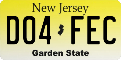 NJ license plate D04FEC