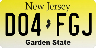 NJ license plate D04FGJ
