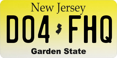 NJ license plate D04FHQ