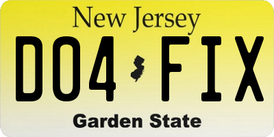 NJ license plate D04FIX