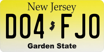 NJ license plate D04FJO