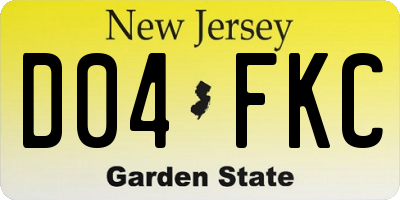 NJ license plate D04FKC