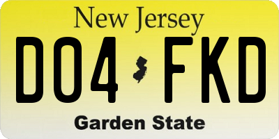 NJ license plate D04FKD