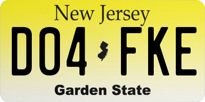 NJ license plate D04FKE