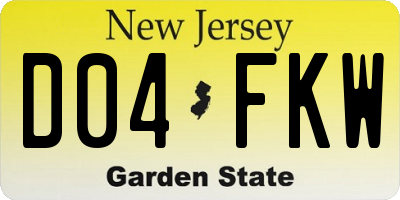 NJ license plate D04FKW