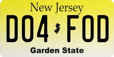 NJ license plate D04FOD