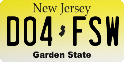 NJ license plate D04FSW