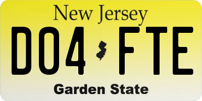 NJ license plate D04FTE