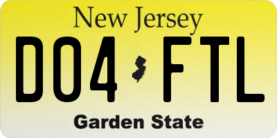 NJ license plate D04FTL