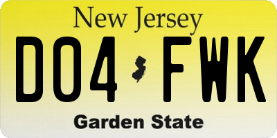 NJ license plate D04FWK