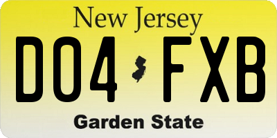 NJ license plate D04FXB