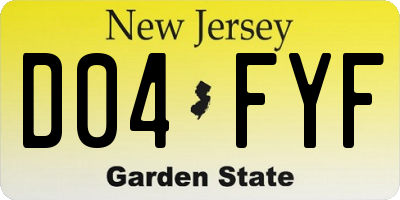 NJ license plate D04FYF