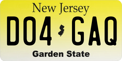 NJ license plate D04GAQ