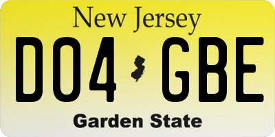 NJ license plate D04GBE