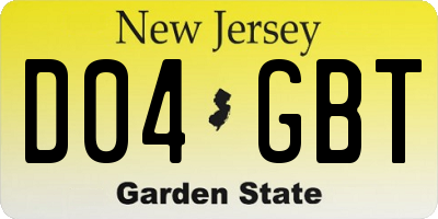 NJ license plate D04GBT