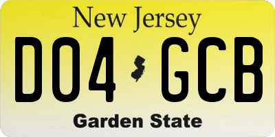 NJ license plate D04GCB