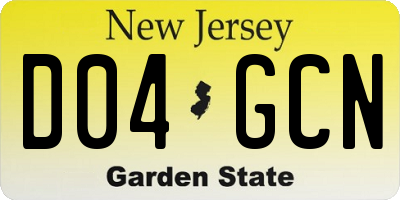 NJ license plate D04GCN