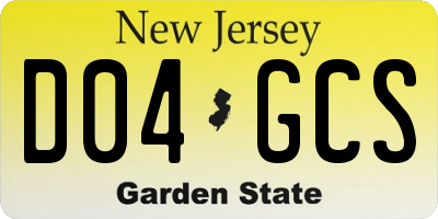 NJ license plate D04GCS