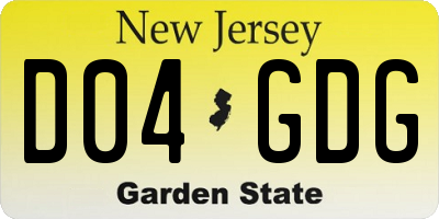 NJ license plate D04GDG