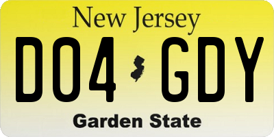 NJ license plate D04GDY