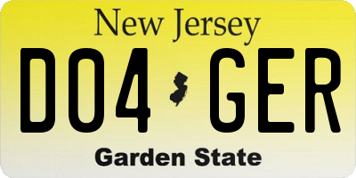 NJ license plate D04GER