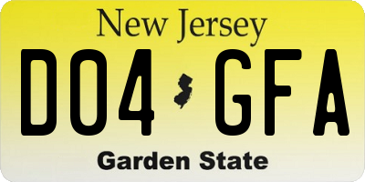 NJ license plate D04GFA