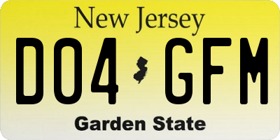 NJ license plate D04GFM