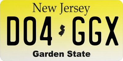 NJ license plate D04GGX