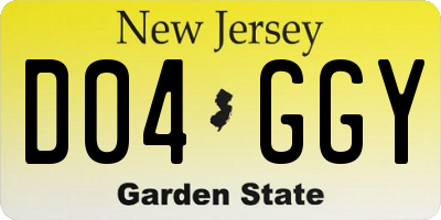 NJ license plate D04GGY