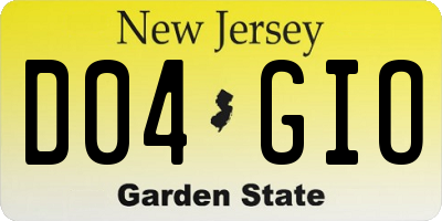 NJ license plate D04GIO