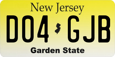 NJ license plate D04GJB