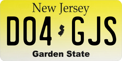 NJ license plate D04GJS