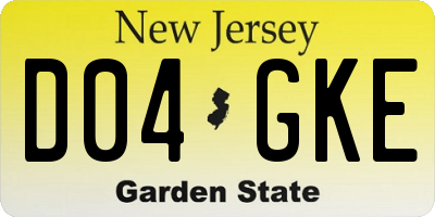 NJ license plate D04GKE