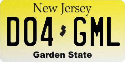 NJ license plate D04GML