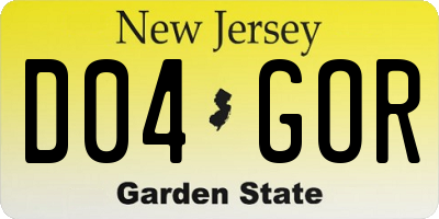 NJ license plate D04GOR