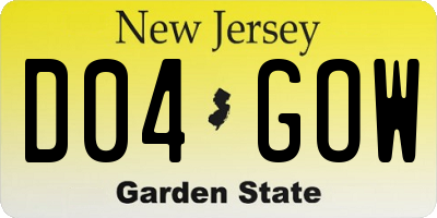 NJ license plate D04GOW