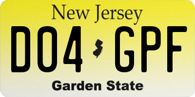 NJ license plate D04GPF