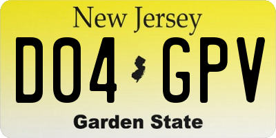 NJ license plate D04GPV