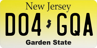 NJ license plate D04GQA